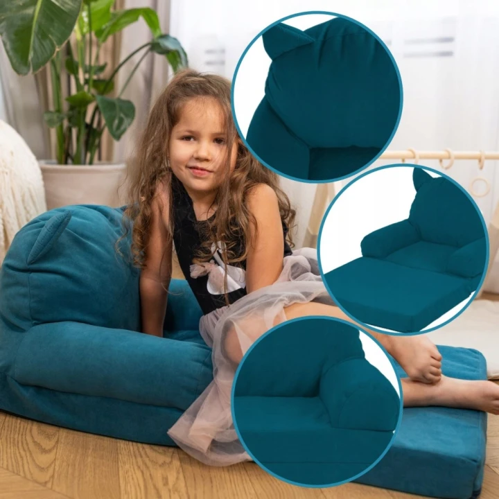 Fotelik Piankowy Dla Dzieci Rozkładany Sofa Pufa Fotel Dziecięcy Miękki