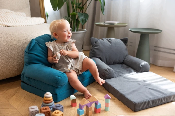 Fotelik Piankowy Dla Dzieci Rozkładany Sofa Pufa Fotel Dziecięcy Miękki