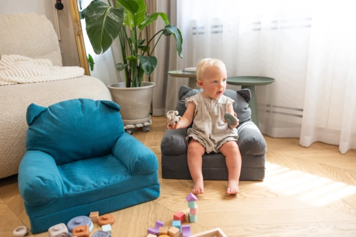 Fotelik Piankowy Dla Dzieci Rozkładany Sofa Pufa Fotel Dziecięcy Miękki
