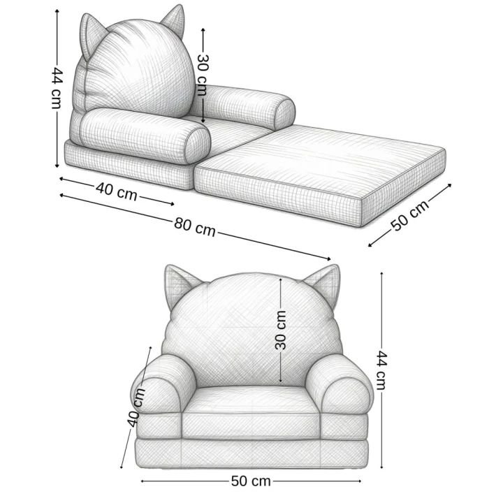 Fotelik Piankowy Dla Dzieci Rozkładany Sofa Pufa Fotel Dziecięcy Miękki
